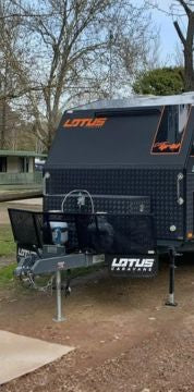 D-Flector stone guard fitted to a Lotus Caravans tourer